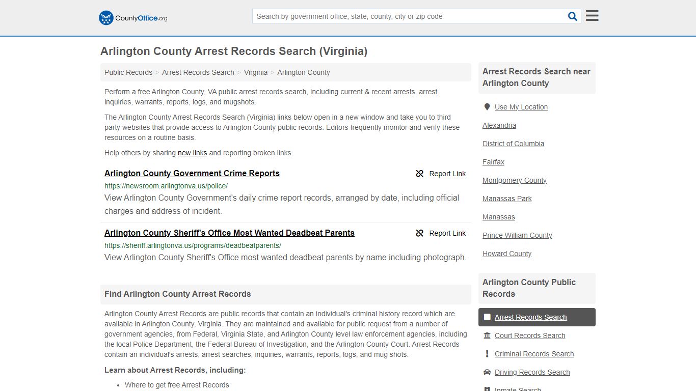 Arrest Records Search - Arlington County, VA (Arrests & Mugshots)